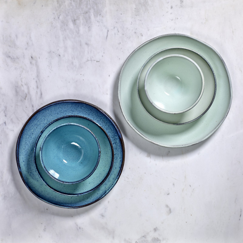 Assiette coupe plate rond bleu terre cuite Ø 28,5 cm Aqua Serax