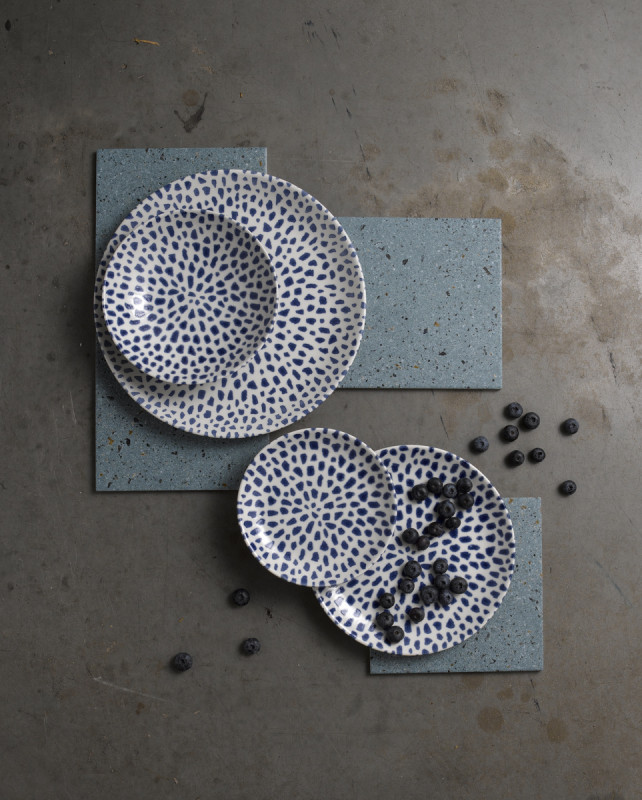 Assiette coupe plate rond bleu porcelaine Ø 26 cm Terrazzo Dudson