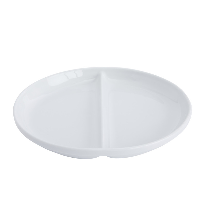 Assiette régithermie 1 séparation droite rond blanc porcelaine Ø 22,8 cm Vitalia Essentials Collection