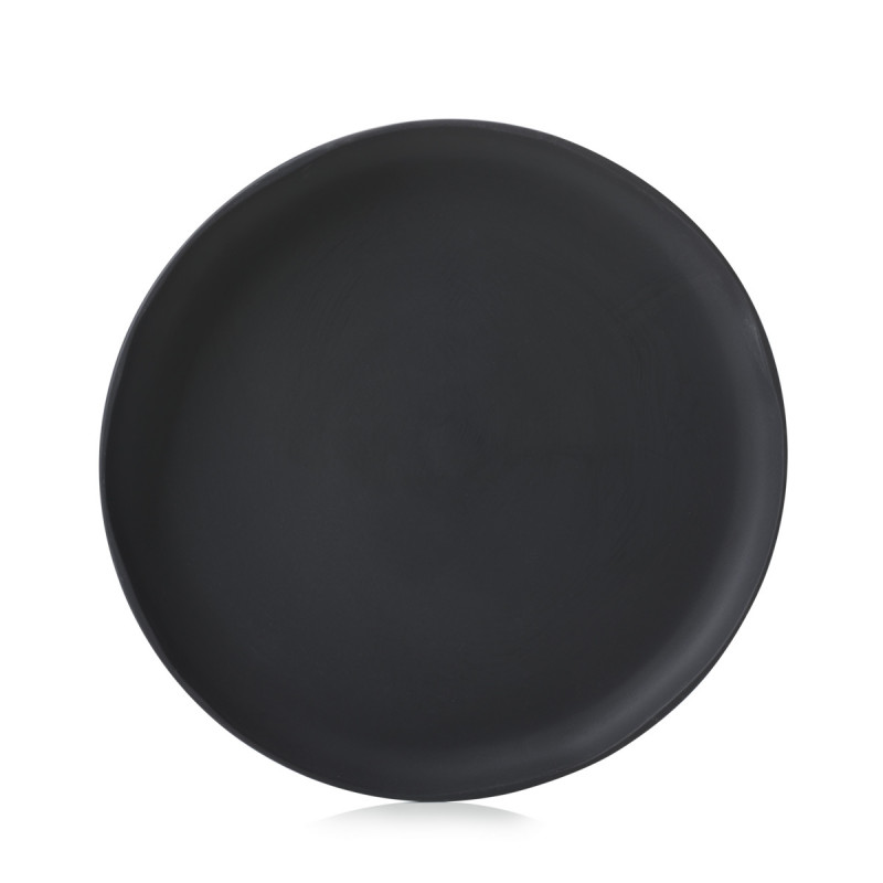 Assiette à bord droit rond noir porcelaine Ø 23 cm Caractère Revol